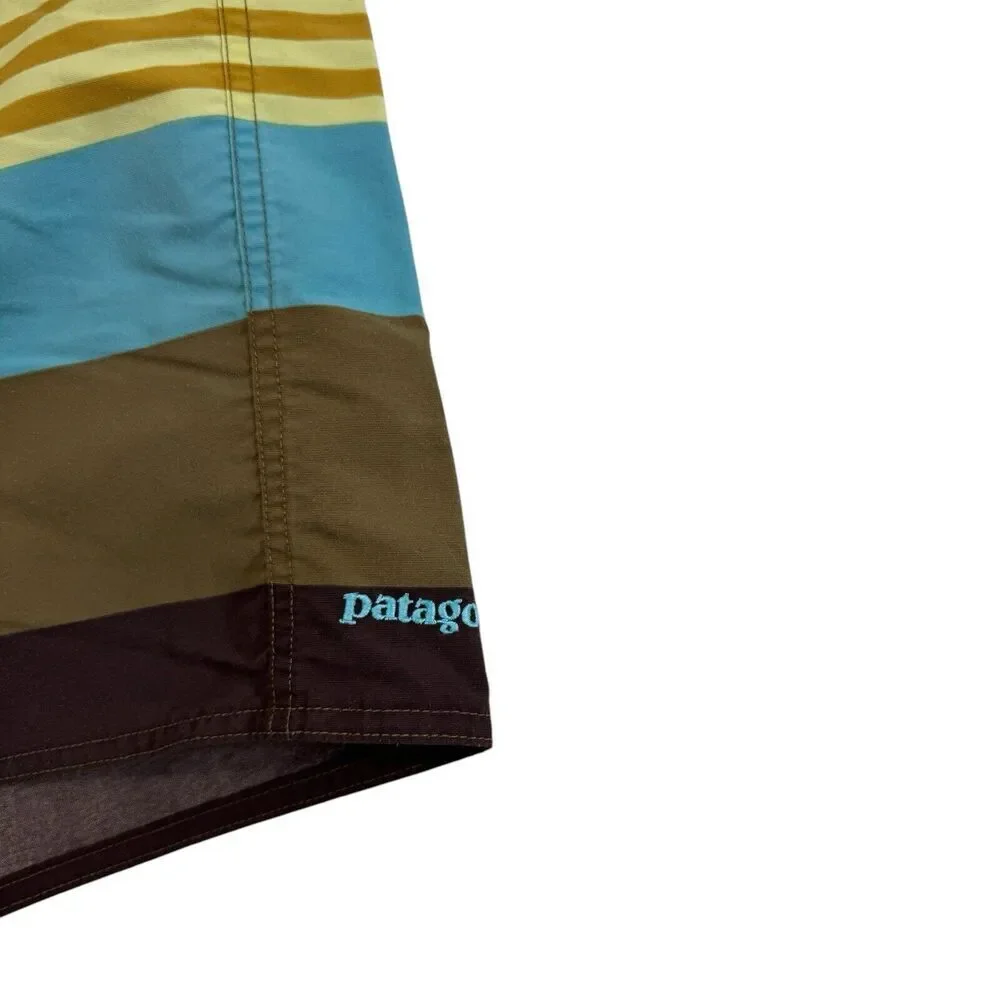 Patagonia 32 Wavefarer Board Shorts Swim Tie Waist Striped Beach Mens